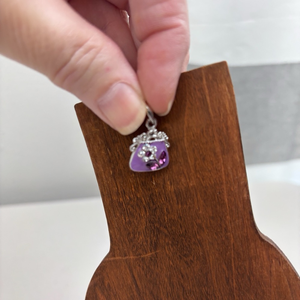 Purse-shaped Gemstone Pendant/charm, floral, boho, preppy, cottage, fairy